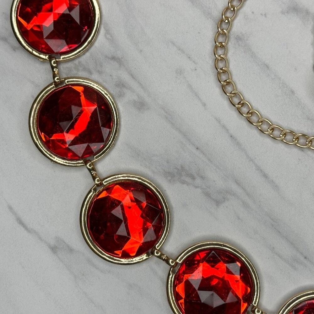 Chunky Red Rhinestone Chain Link Belt One Size (OS) ✨ - Picture 7 of 10